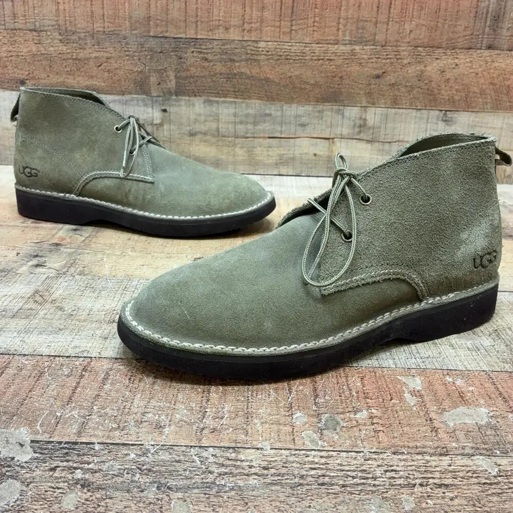 UGG 1097011 Boots Mens Size 10 43 Green Suede Chukka Ankle Lace Up Casual